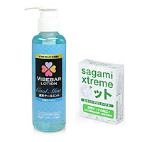 Gel Bôi Trơn Tạo Cảm Giác Mát Lạnh Vibebar Lotion Cool Mint Nhật Bản 180 ml + Bcs Gai Sagami Hộp 3 Chiếc - Hàng Chính hãng 100% - Che Tên Sản Phẩm