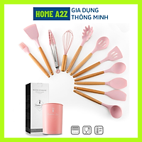 Bộ dụng bếp silicon chịu nhiệt, chống dính & không bám mùi 11 món kèm xô, đa năng dùng nấu ăn, làm bánh, làm bếp