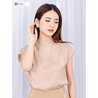 Áo kiểu nữ cổ tròn Nhún Vai chất lụa đẹp, kiểu dáng xinh xắn LINBI SM3382