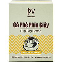 Cà Phê Phin Giấy PV Fine Coffee Drip Bag Coffee Saigon Moment - Cà Phê Tiện Lợi - Cà Phê Nguyên Chất (120g) - Phương Vy Coffee