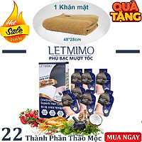 Gội Đen LETMIMO phủ bạc màu 2N, 22 loại thảo mộc mượt tóc, Set 7 gói + QUÀ TẶNG 1 khăn mặt bestke cotton 48*28cm