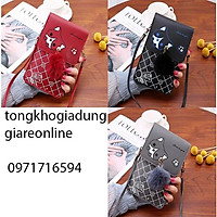 Túi đựng điện thoại nữ thời trang đeo chéo bằng da PU suốt mặt sau cảm ứng đi chơi, ví tiền