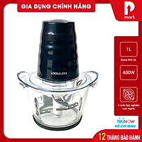 Máy Xay Thịt Cối Thủy Tinh Lock&Lock Meat Chopper EJM156BLK 1 Lít - Hàng Chính Hãng, 4 Lưỡi Dao Cho Lực Nghiền Mạnh, Công Suất 400W