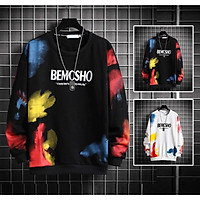 Áo Nỉ Nam Cổ Tròn Dài Tay Phối Màu Loang Họa Tiết Chữ BEMCSHO Cá Tính Thời Trang Zenkonu TOP NAM 1000123