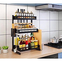 Kệ Gia Vị 2 Tầng 3 Tầng Đa Năng nhà bếp thông minh có ống đũa và treo dao, thớt đầy đủ phụ kiện sơn 3 lớp