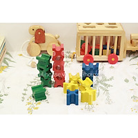 Bộ lắp ghép khối chữ X, 16 chi tiết, gỗ cao cấp, bền đẹp, an toàn cho bé - Hàng Chính Hãng