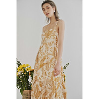 VÁY MAXI HOẠ TIẾT LÁ VÀNG BÈO GẤU