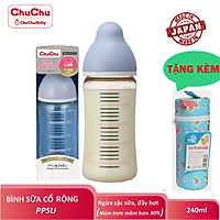 Bình sữa cổ rộng PPSU 240ML new với núm ty mềm Chuchu Baby