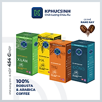 Bộ sưu tập 4 hộp cà phê rang xay 100% Robusta Arabica nguyên chất Xuân Hạ Thu Đông thương hiệu K Coffee (454g/hộp)