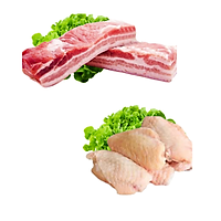 Combo 71: 1kg Ba chỉ heo rút sườn + 1kg Cánh gà khúc giữa