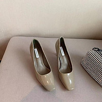 Giày cao gót nữ thời trang da bóng mũi vuông gót nhọn xuất dư {Mã 8331} , sz 35-38 .Thóc Store