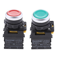 2pcs A2-11 Momentary Push Button Switch Replacement Waterproof Red & Green