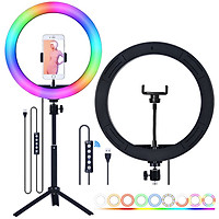 RGB LED Selfie Round Light USB RingLight with Phone Clip Photographic Lighting Phone Photography Video Makeup Lamp