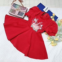 Đầm váy công chúa cho bé gái thun umi hình công cho bé từ 10kg đến 24kg (màu đỏ)