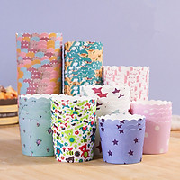 Bộ 50 Khuôn giấy chiụ nhiệt,Chén Giấy lót bánh cupcake cứng mầu sắc ngẫu nhiên