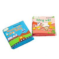 Combo 2 cuốn sách vải song ngữ Lalala baby chủ đề Động vật và Phương tiện giao thông