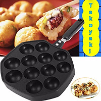 12 Holes Plate UK Takoyaki Pan Octopus Ball Maker Snacks Baking Tray Grill Mold