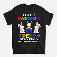 Áo thun nam đen I Am The Rainbow Peep Of My Family And I'm Proud Of It, Áo Mùa Hè Chất Liệu Thun Lạnh