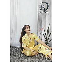 Pijama nữ lụa Satin mặc nhà,Đồ Bộ , Đồ Ngủ Satin loại 1 quần dài Rumyh02 Họa tiết dễ thương ảnh chụp trực tiếp , Size M L