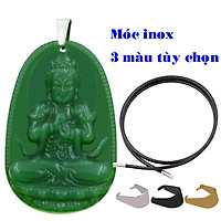 Vòng cổ mặt Phật hộ mệnh tuổi Mùi, Thân - Dây cao su xanh Đại nhật như lai Thạch anh xanh lá DCSEVTAXLN5 - Size phù hợp cho nam và nữ