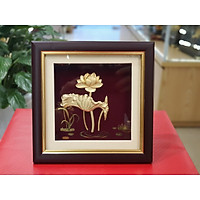 Tranh hoa sen mạ vàng 24k (20x20cm) MT Gold Art- Hàng chính hãng, trang trí nhà cửa, quà tặng dành cho sếp, đối tác, khách hàng, sự kiện.