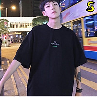 Áo phông đen nữ nam unisex form rộng tay lỡ áo thun basic street style co giãn in hình cool ngầu TAM GIÁC