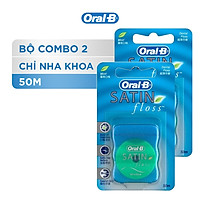 Combo 2 Chỉ Nha Khoa Oral-B Satin Mint Cho Nứu Nhạy Cảm (Hộp 50m)