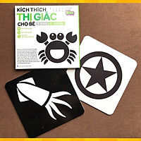 Bộ Thẻ Kích Thích Thị Giác Và Não Phải Cho Bé Từ 0-36 Tháng- Bé Phát triển Toàn Diện Chuẩn Phương Pháp Montessori, Khổ 21x21cm, In 2 mặt