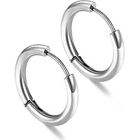Bông tai nam inox khuyên tròn 14mm BT233 - 2 chiếc