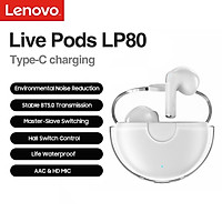 Lenovo LivePods LP80 BT 5.0 Headphones Waterproof True Wireless Stereo Earbuds w/ENC Noise Reduction/AAC Audio