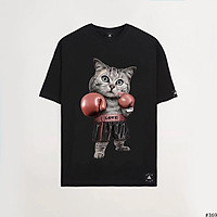 Áo thun oversize Boxing Cat , áo phông cotton nam nữ unisex, ODIN CLOTHING
