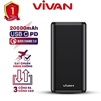 Pin Sạc Dự Phòng VIVAN H20S 20000mAh - Sạc Nhanh 2 chiều 22.5W - Quick Chare 3.0 - Hàng Chính Hãng