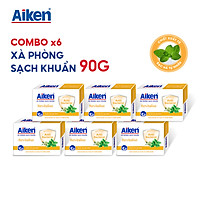 Aiken Combo 6 Xà Phòng Sạch Khuẩn Chiết Xuất Bạc Hà 90G/hộp