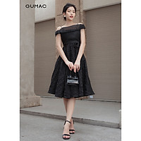 Đầm dáng xòe Luxury phối lưới gân GUMAC DVA879