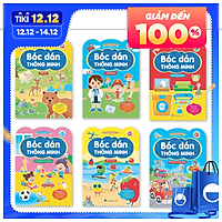 Bộ 6 cuốn 800+ Miếng bóc dán thông minh Song ngữ Việt Anh Vừa học vừa chơi Giúp bé nhanh tay nhanh mắt Phát triển khả năng tư duy sáng tạo toàn diện cho trẻ