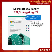 Phần mềm Microsoft 365 Family English APAC EM Subscr 1YR Medialess P8 (6GQ-01555) - Hàng Chính Hãng