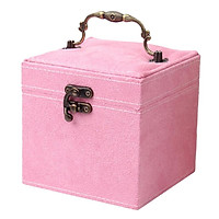 Luxurious Large Velvet Jewelry Box Case Storage With Mirror & Lock