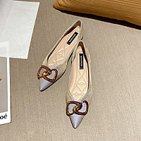【Quần áo SF】Pointed Flat Pumps Women's Summer Spring and Autumn New Wanwan Lei Style Gentle Shoes Fairy Gommino Low-Cut Women's Shoes Fashion TZN0