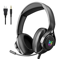 ONIKUMA X16 Wired Headphones Surround Sound Stereo Headsets Over-ear Game Headphone with Noise Cancelling Mic RGB Lights for Computer Gamer
