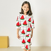 Bộ đồ lửng tay mặc nhà cotton giấy cho bé gái U2018 - Unifriend Hàn Quốc, Cotton Organic