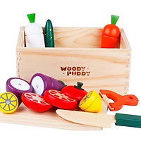Đồ Chơi Thực Hành Cắt Rau Củ Quả 10 Món Bằng Gỗ Cao Cấp - Montessori