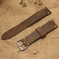 Dây Đồng Hồ Da bò nâu sang trọng + Tặng bộ khóa + Size 20mm