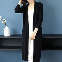 Áo cardigan len nữ dáng dài phong cách Hàn Quốc chất len dày dặn