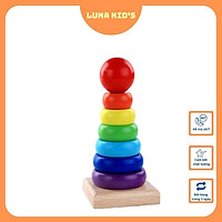 Đồ Chơi Xếp Gỗ Hình Tháp Cho Bé Yêu Học Màu Sắc Và Tập Vận Động Tinh LUNA KID'S