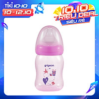 Bình sữa cổ rộng PP Plus họa tiết xanh/hồng Pigeon 160ml (SS)