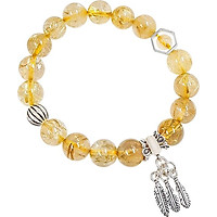 Vòng Tay Laliz Mệnh Kim Thủy Đá Thạch Anh Tóc Vàng Mix Charm Chùm Lá Lat.83