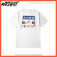 Áo Thun Nam Nữ Form Dài Rộng Tay Lỡ Unisex Sushi Lợn Cute Phong Cách Nhật Bản Ulzzang Hot Trend
