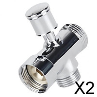 2xG3/4" G1/2" Brass 3-Way Shower Head Diverter Valve Tap M/F T-type Splitter A
