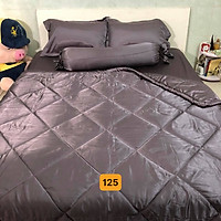 Trọn bộ chăn-vỏ gối-ga phi bóng (chân nệm dưới 15cm) 1m6/1m8 trơn xám đậm 125. Bộ drap phi bóng 1 màu. Bộ grap phi bóng. Bộ drap phi lụa. Bộ grap phi lụa. Bộ ga phi lụa. Ga giường - drap giường - grap giường - ra giường.
