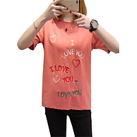 Áo thun nữ i love you màu cam d447 thương hiệu T&d